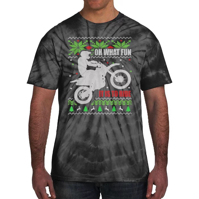 Ugly Christmas Sweater Dirt Bike Motorcycle Motocross Biker Tie-Dye T-Shirt