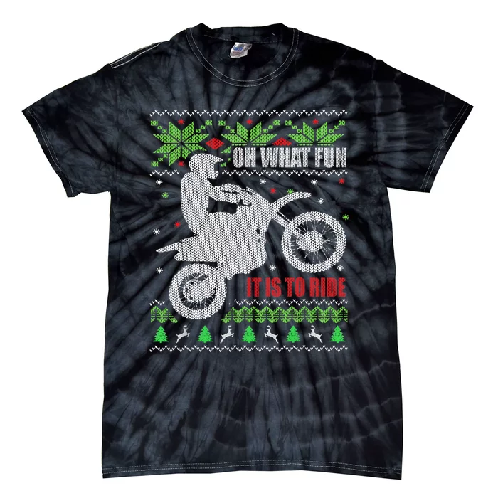 Ugly Christmas Sweater Dirt Bike Motorcycle Motocross Biker Tie-Dye T-Shirt