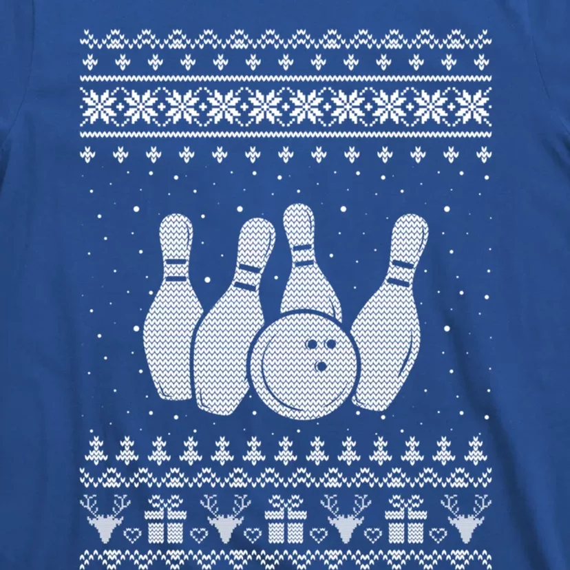 Ugly Christmas Sweater Style Bowling Lover Xmas Holiday Gift T-Shirt