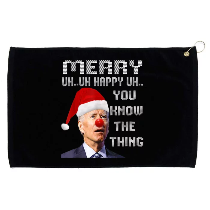 Ugly Christmas Sweater Funny Anti Biden Christmas Sweater Grommeted Golf Towel