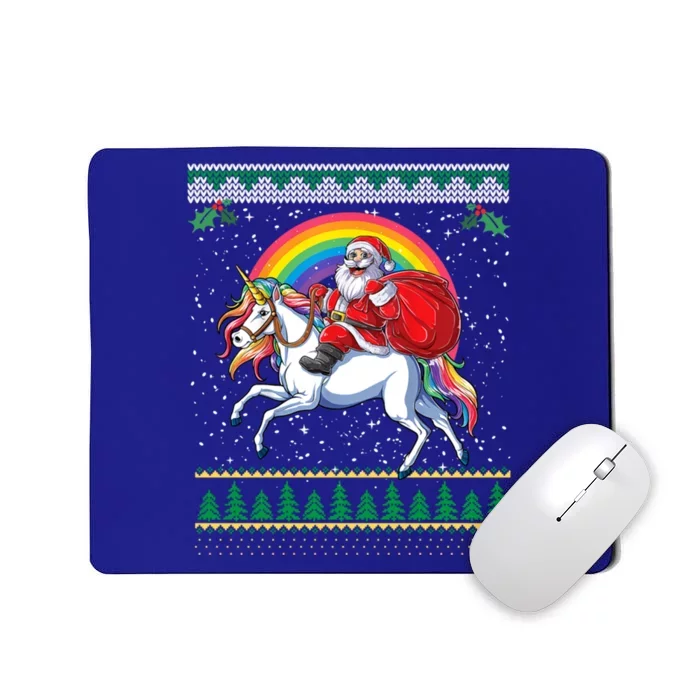 Ugly Christmas Santa Riding Unicorn Gift Mousepad