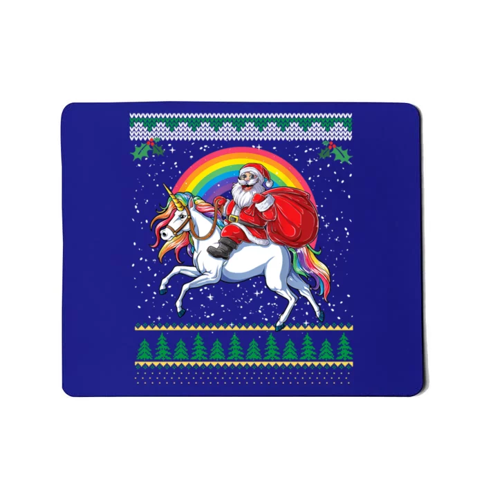 Ugly Christmas Santa Riding Unicorn Gift Mousepad