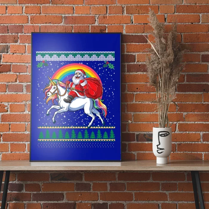 Ugly Christmas Santa Riding Unicorn Gift Poster