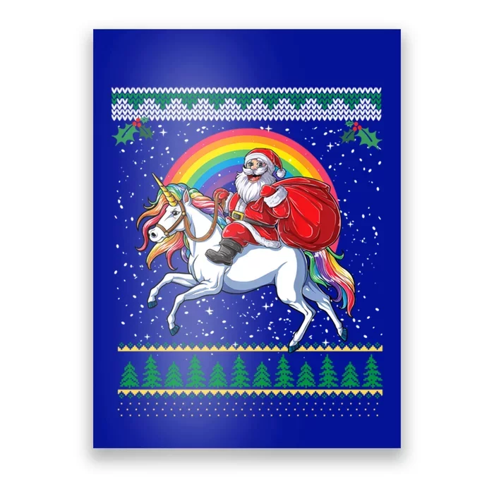 Ugly Christmas Santa Riding Unicorn Gift Poster