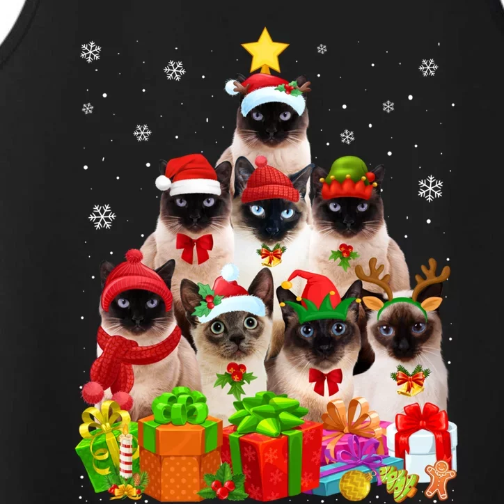 Ugly Christmas Sweater Cat Tree Funny Siamese Cat Xmas Cool Gift Performance Tank