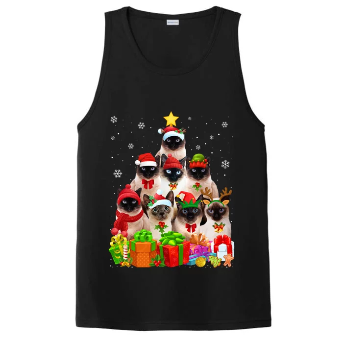 Ugly Christmas Sweater Cat Tree Funny Siamese Cat Xmas Cool Gift Performance Tank