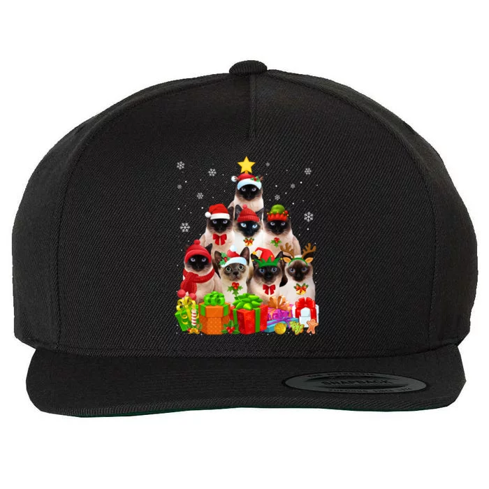 Ugly Christmas Sweater Cat Tree Funny Siamese Cat Xmas Cool Gift Wool Snapback Cap