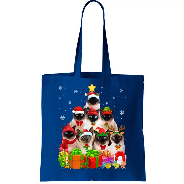 Ugly Christmas Sweater Cat Tree Funny Siamese Cat Xmas Cool Gift Tote Bag