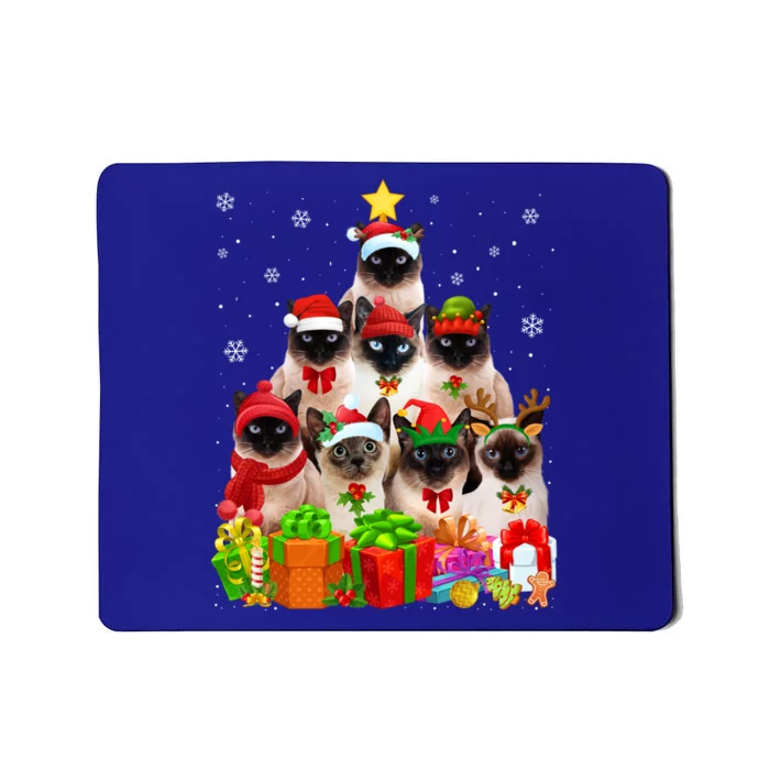 Ugly Christmas Sweater Cat Tree Funny Siamese Cat Xmas Cool Gift Mousepad