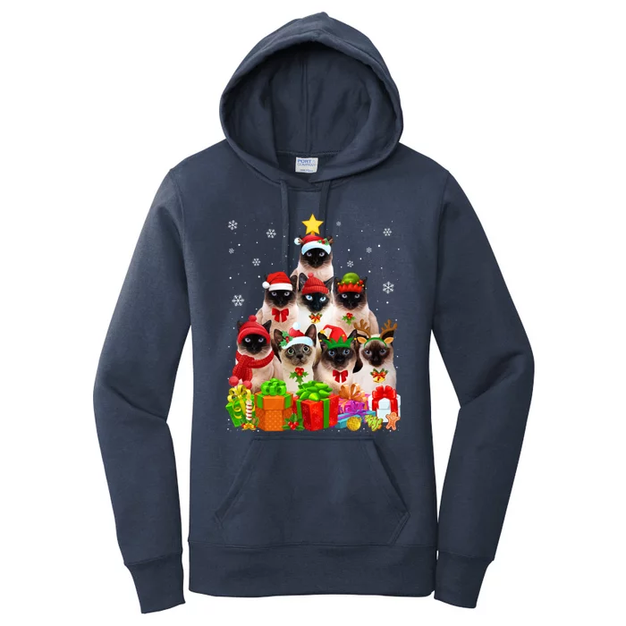 Ugly Christmas Sweater Cat Tree Funny Siamese Cat Xmas Cool Gift Women's Pullover Hoodie