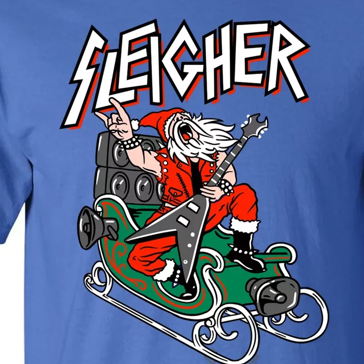 Ugly Christmas Sweater Sleigher Heavy Metal Santa Xmas Cute Gift Tall T-Shirt