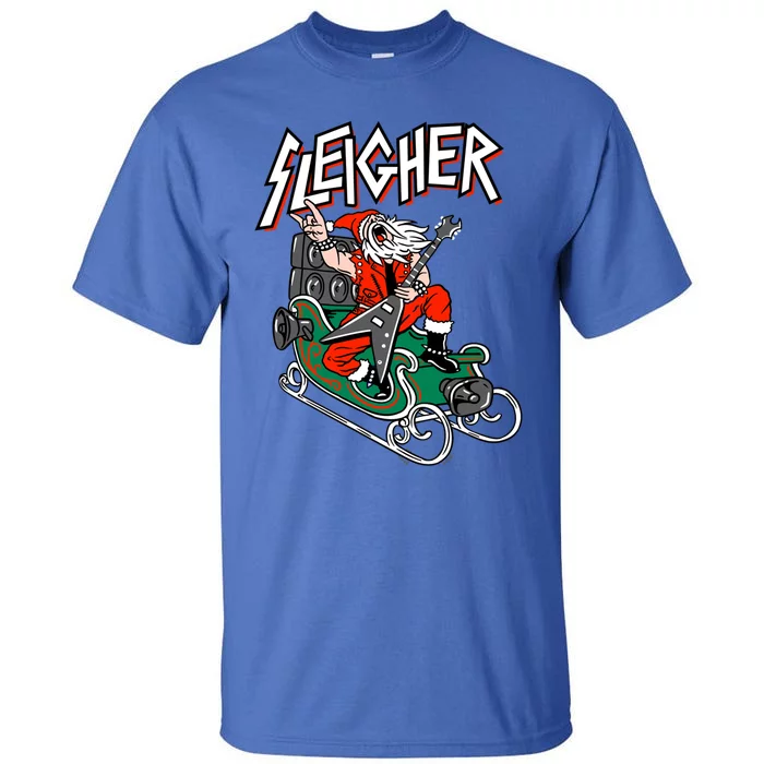 Ugly Christmas Sweater Sleigher Heavy Metal Santa Xmas Cute Gift Tall T-Shirt