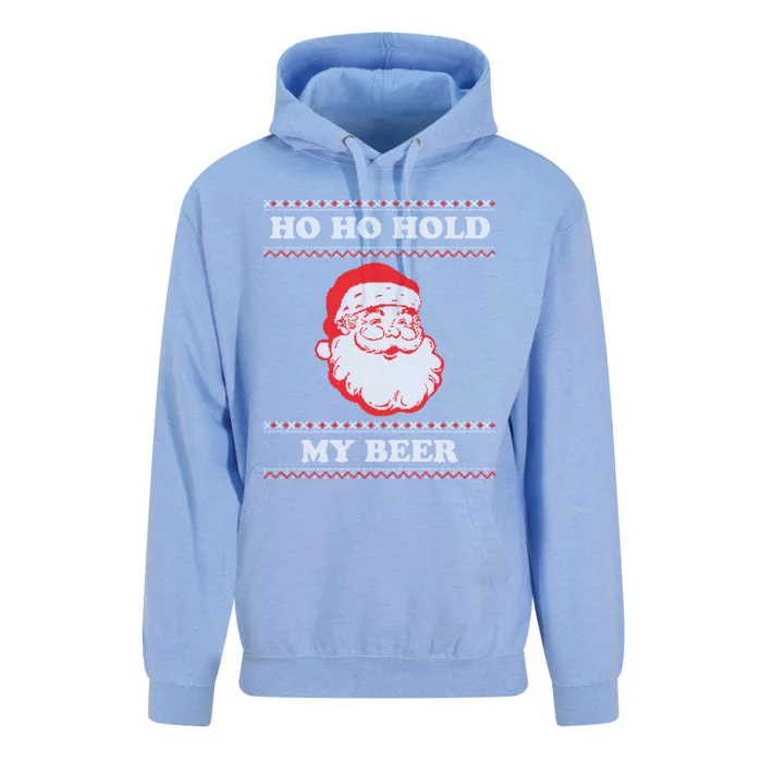 Ugly Christmas Santa Ho Ho Hold My Beer Gift Unisex Surf Hoodie