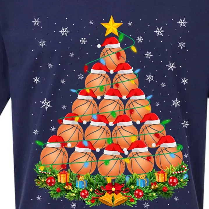 Ugly Christmas Sweater Day Funny Basketball Christmas Tree Meaningful Gift Sueded Cloud Jersey T-Shirt