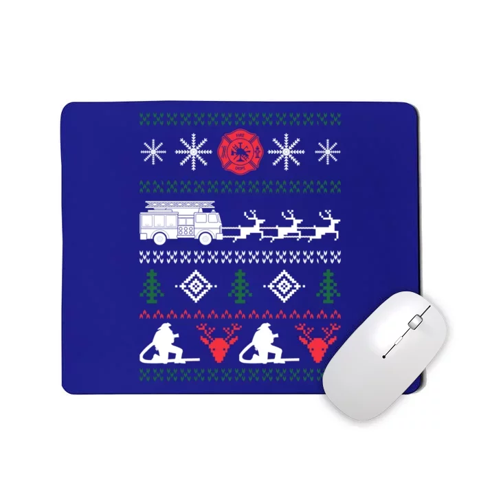 Ugly Christmas Sweater Design For A Firefighter Gift Mousepad