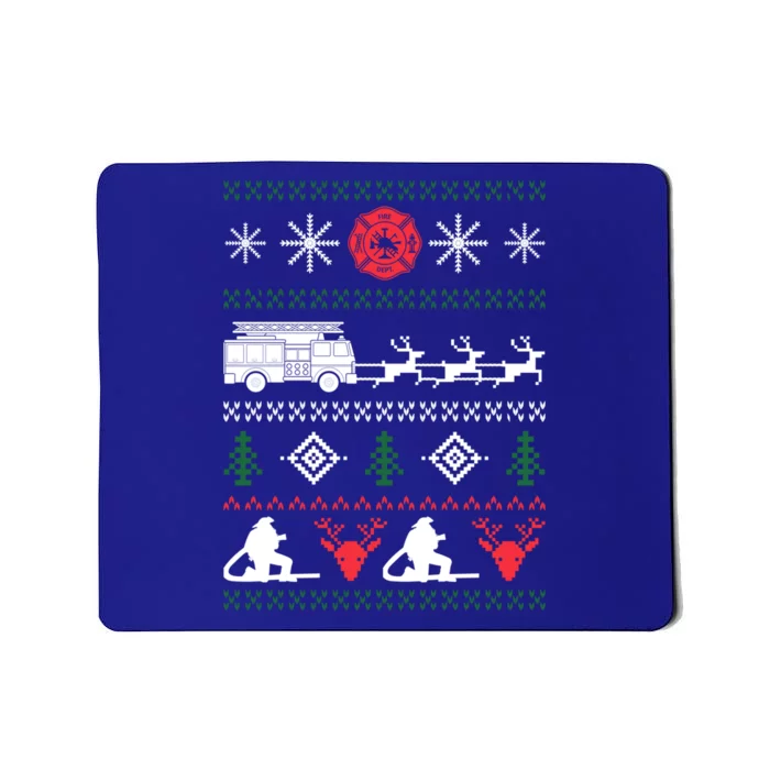 Ugly Christmas Sweater Design For A Firefighter Gift Mousepad