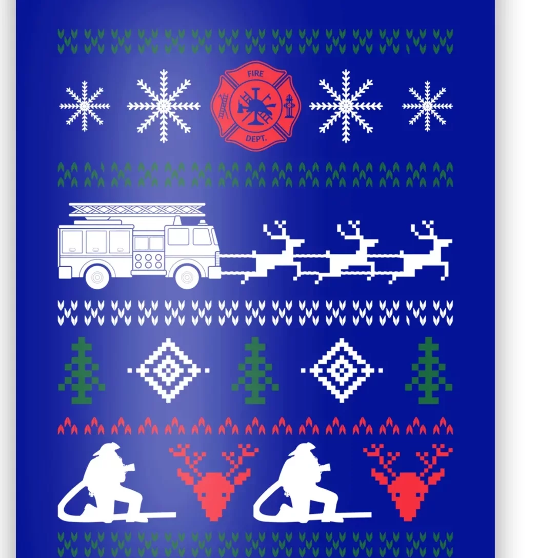 Ugly Christmas Sweater Design For A Firefighter Gift Poster