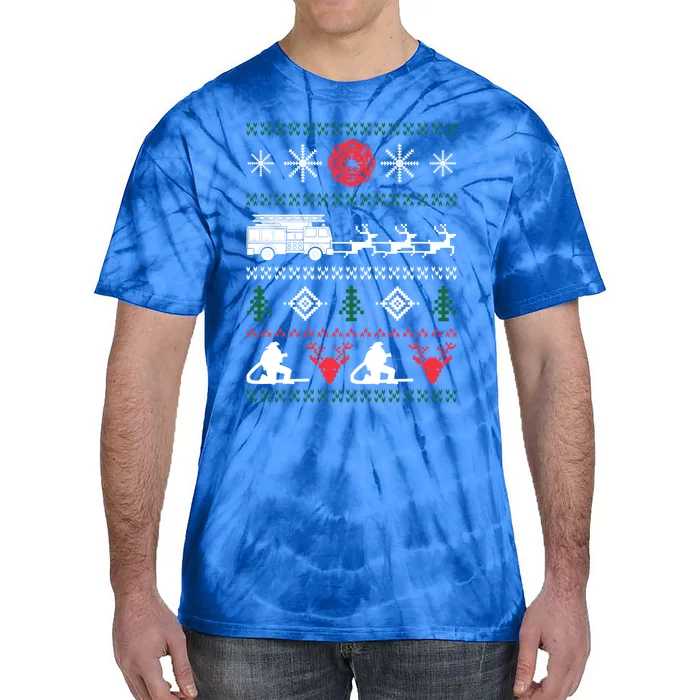 Ugly Christmas Sweater Design For A Firefighter Gift Tie-Dye T-Shirt