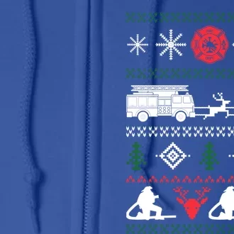 Ugly Christmas Sweater Design For A Firefighter Gift Full Zip Hoodie