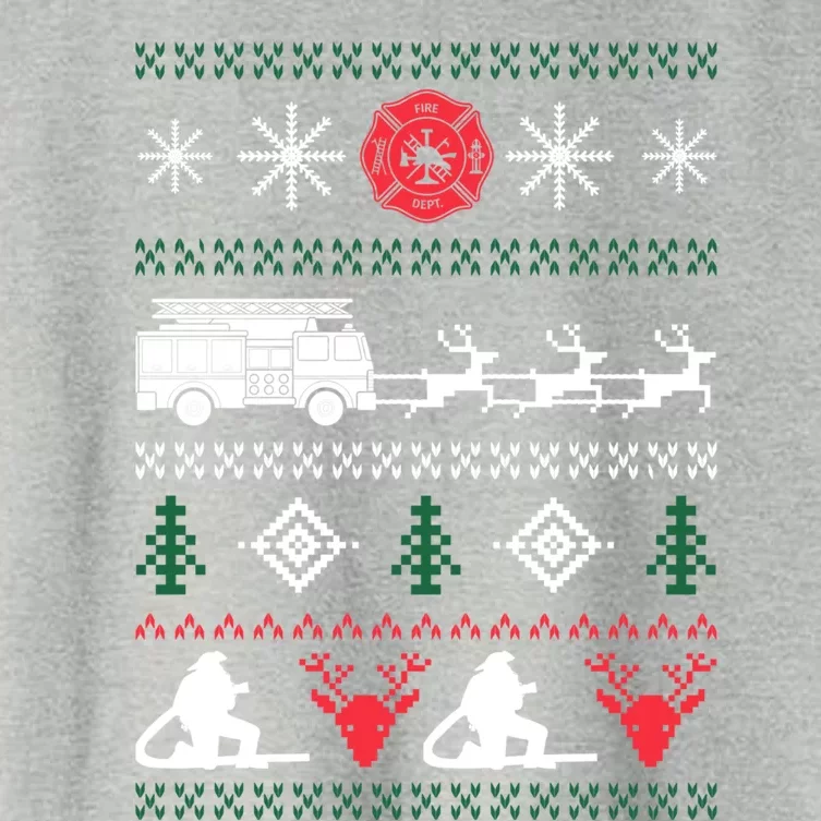 Ugly Christmas Sweater Design For A Firefighter Gift Women's Crop Top Tee