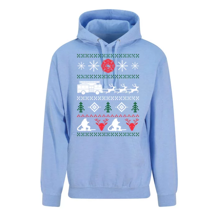 Ugly Christmas Sweater Design For A Firefighter Gift Unisex Surf Hoodie