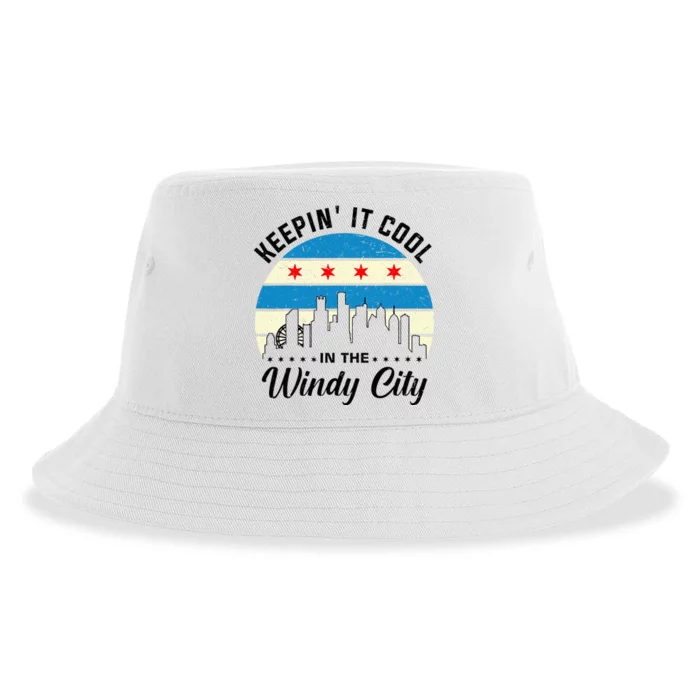 Unique Chicago Skyline Windy City 312 Sustainable Bucket Hat