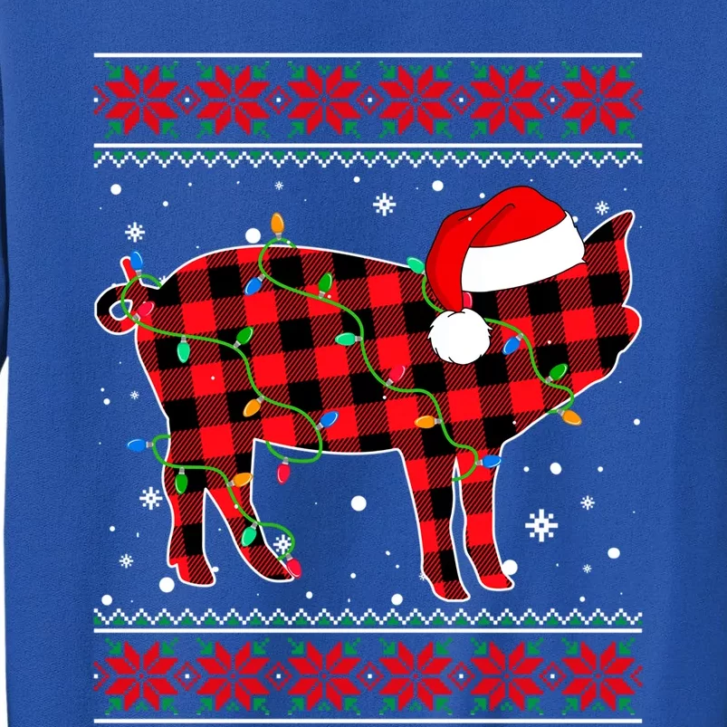 Ugly Christmas Sweater Pig Lover Xmas Lights Santa Gift Sweatshirt