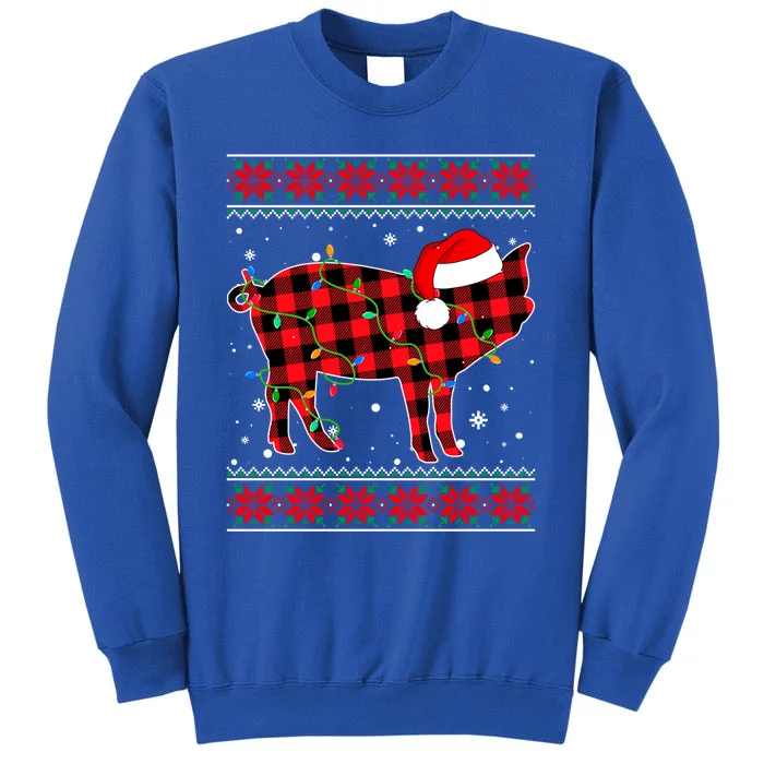 Ugly Christmas Sweater Pig Lover Xmas Lights Santa Gift Sweatshirt