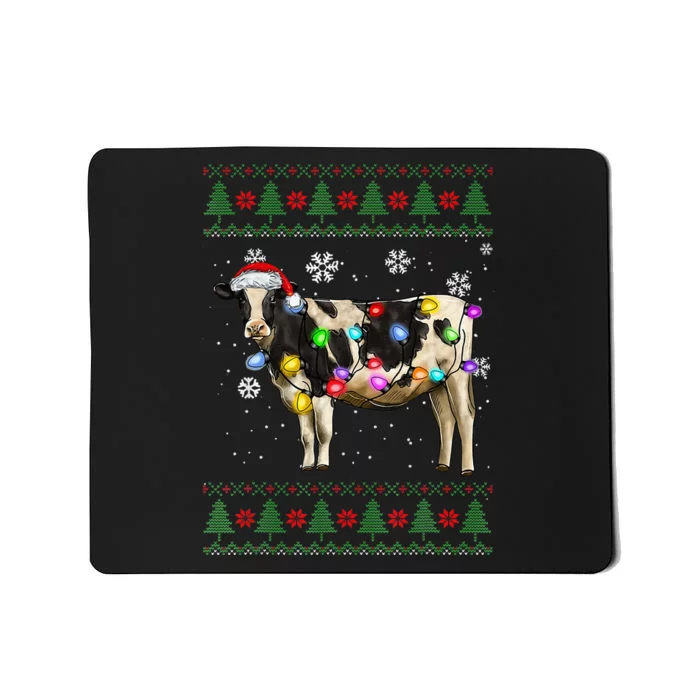 Ugly Christmas Sweater Cow Christmas Lights Sweater Light Up Mousepad