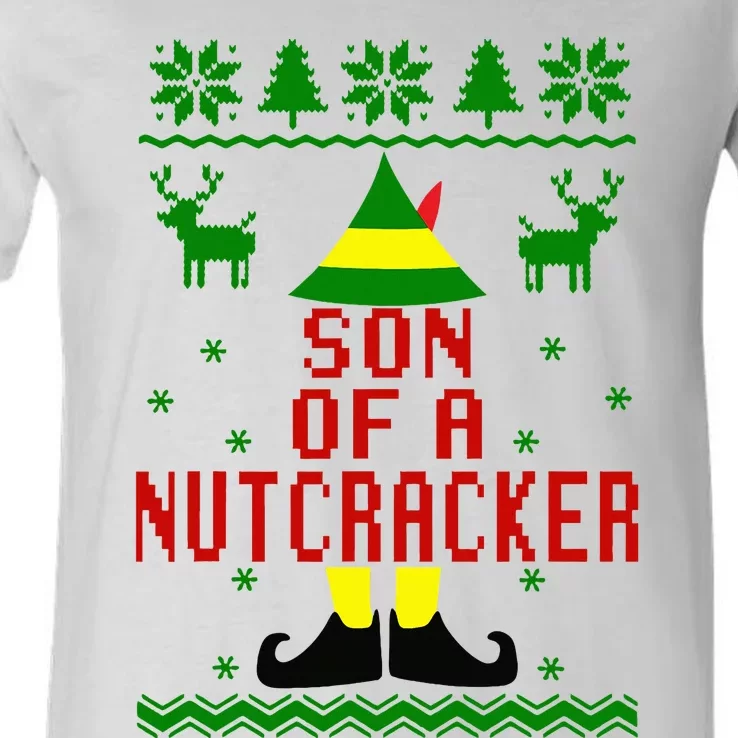 Ugly Christmas Sweater Son Of A Nutcracker V-Neck T-Shirt