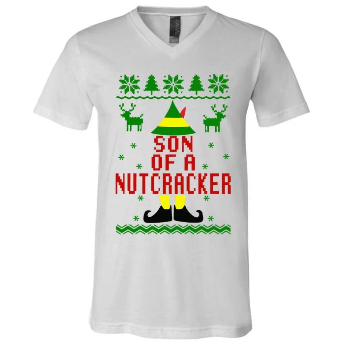 Ugly Christmas Sweater Son Of A Nutcracker V-Neck T-Shirt