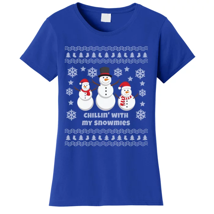 Ugly Christmas Snow Chillin With My Snowmies Gift Women's T-Shirt