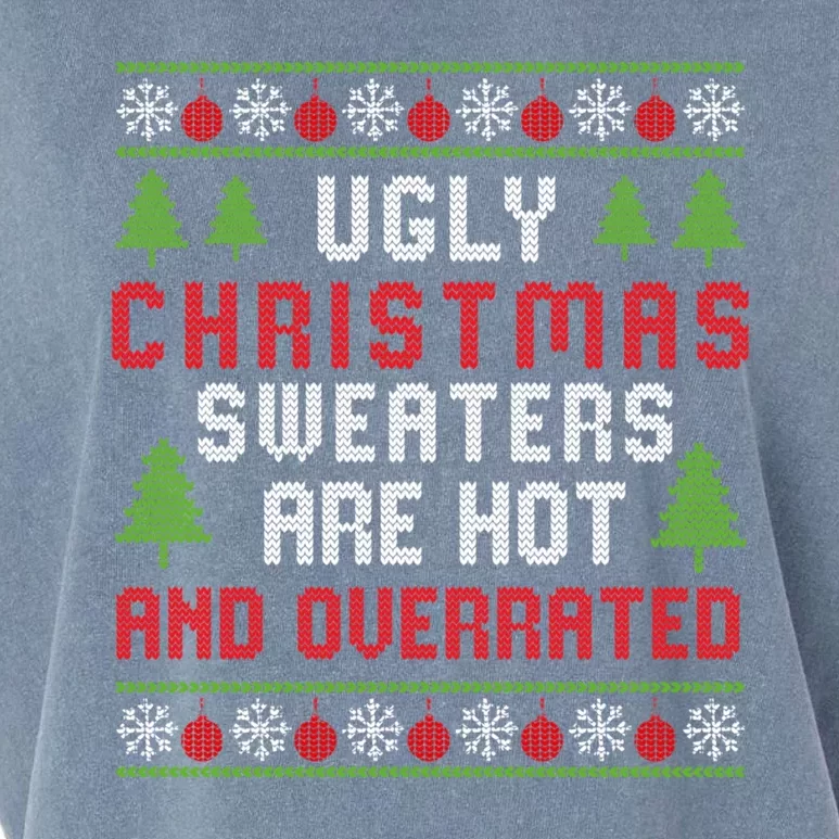 Ugly Christmas Sweaters Hot Overrated Holiday Party Funny Garment-Dyed Women's Muscle Tee