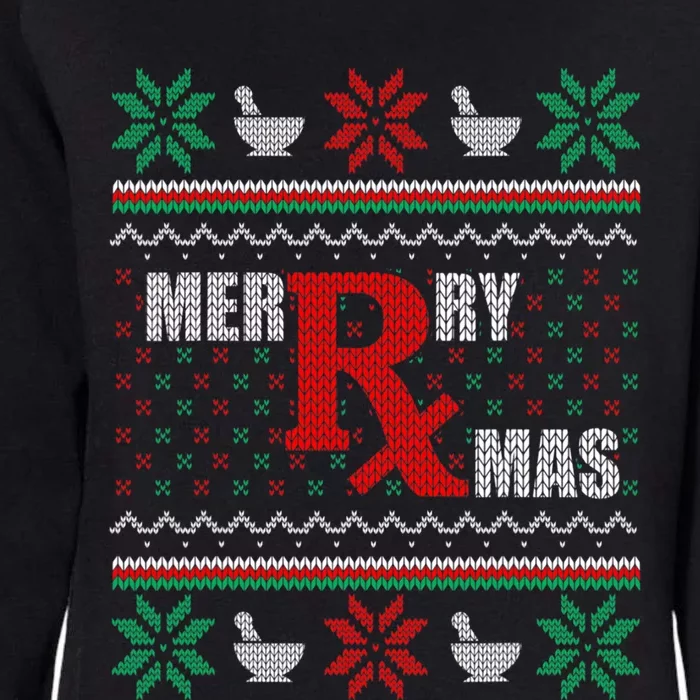 Ugly Christmas Sweater Pharmacy Tech Merry Xmas Pharmacist Gift Womens California Wash Sweatshirt