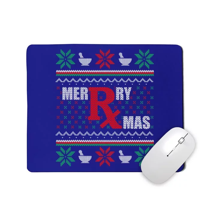 Ugly Christmas Sweater Pharmacy Tech Merry Xmas Pharmacist Gift Mousepad