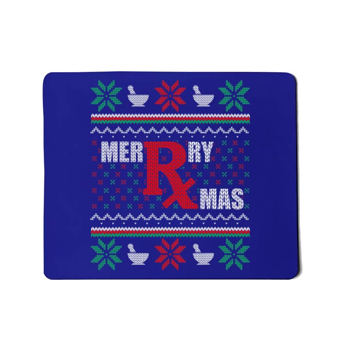 Ugly Christmas Sweater Pharmacy Tech Merry Xmas Pharmacist Gift Mousepad