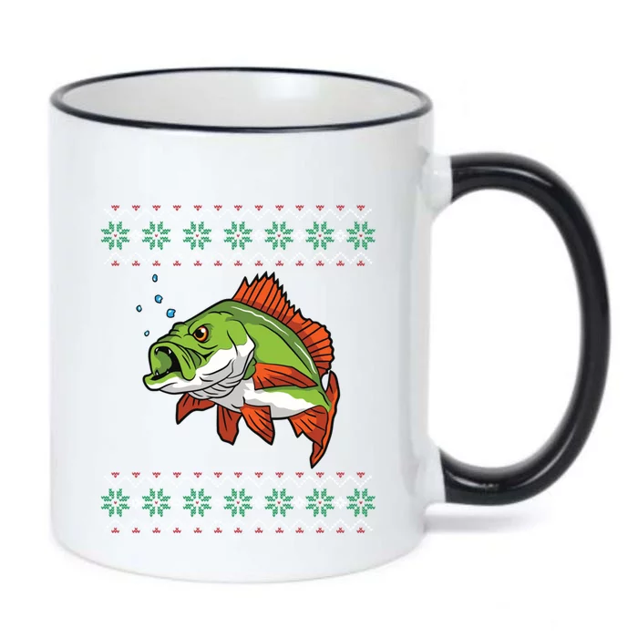 Ugly Christmas Sweater Fishing Fish Merry Fishmas Fishing Gift Black Color Changing Mug