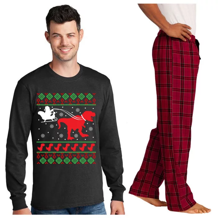 Ugly Christmas Sweater Dinosaur Long Sleeve Pajama Set