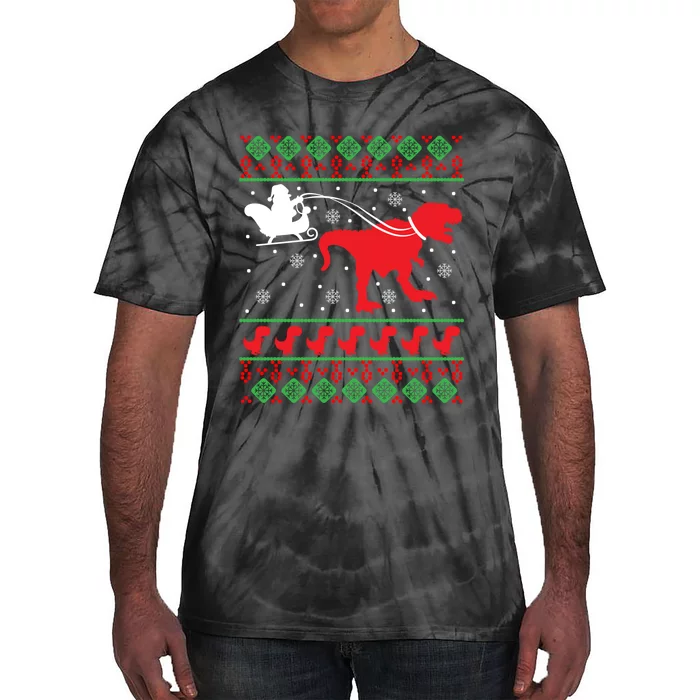 Ugly Christmas Sweater Dinosaur Tie-Dye T-Shirt