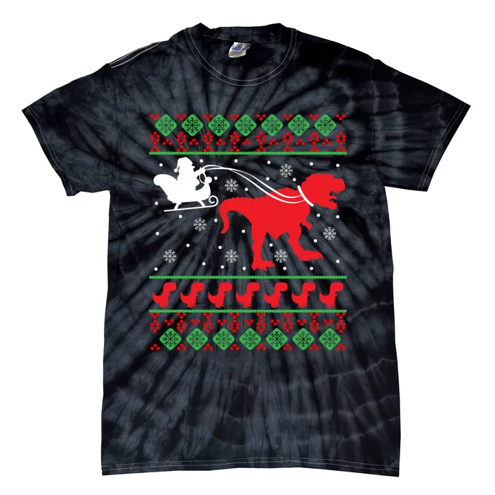 Ugly Christmas Sweater Dinosaur Tie-Dye T-Shirt