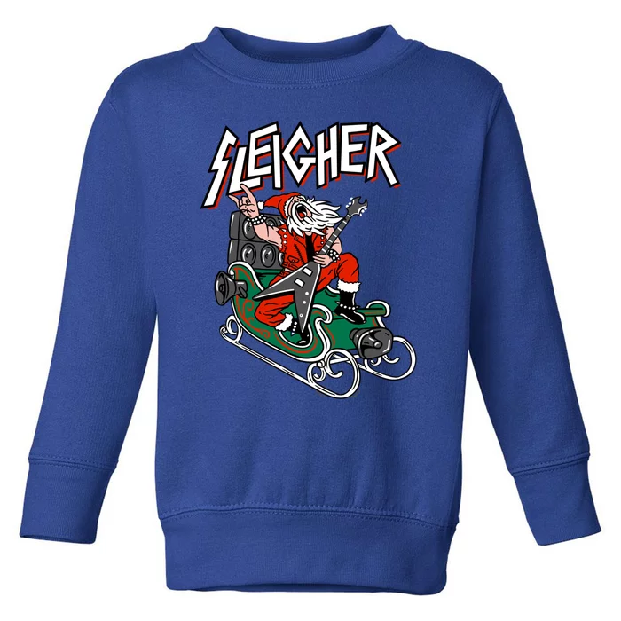 Ugly Christmas Sweater Sleigher Heavy Metal Santa Meaningful Gift Toddler Sweatshirt