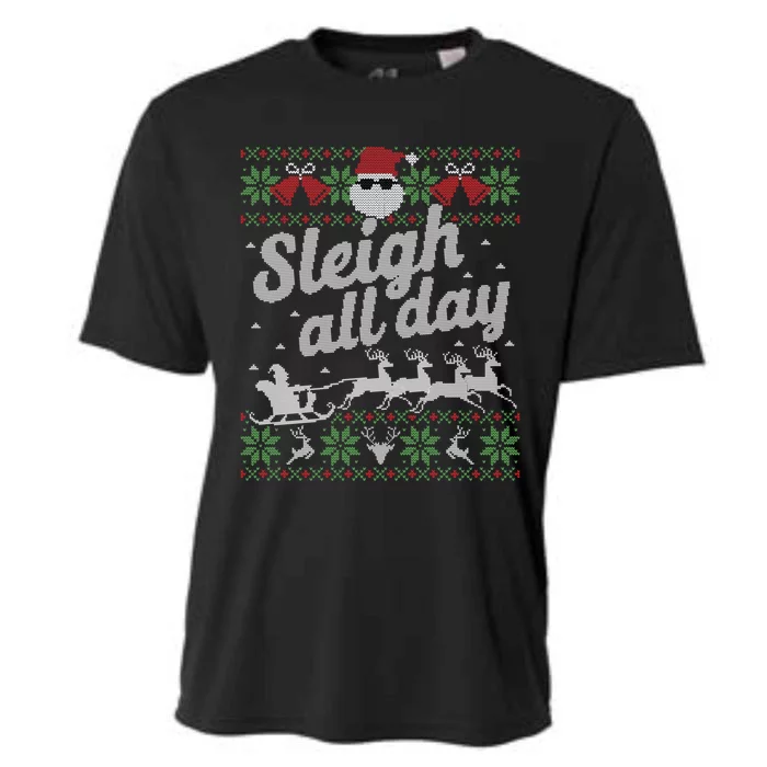 Ugly Christmas Sweater Santa Sleigh All Day Cool Gift Cooling Performance Crew T-Shirt