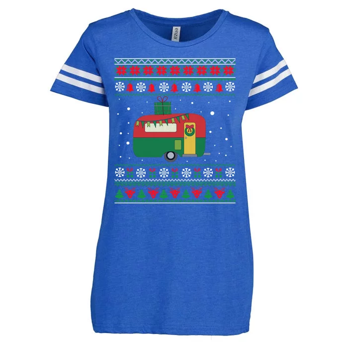 Ugly Christmas Sweater Funny Camping Camper Gift Enza Ladies Jersey Football T-Shirt