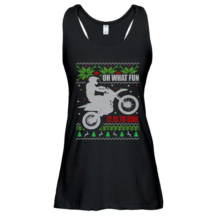 Ugly Christmas Sweater Dirt Bike Motorcycle Motocross Biker Ladies Essential Flowy Tank