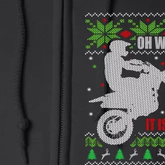 Ugly Christmas Sweater Dirt Bike Motorcycle Motocross Biker Full Zip Hoodie