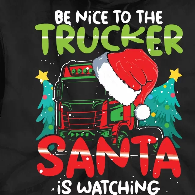 Ugly Christmas Truck Christmas Santa Claus Truck Driver Tie Dye Hoodie