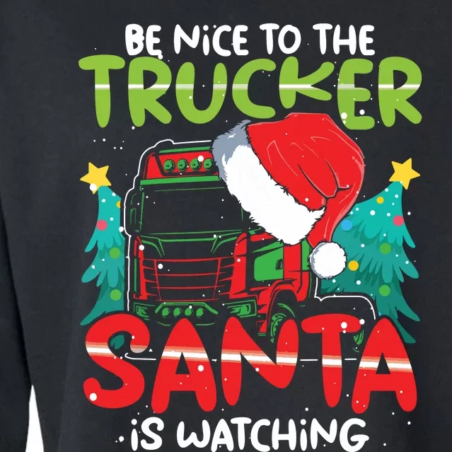 Ugly Christmas Truck Christmas Santa Claus Truck Driver Cropped Pullover Crew