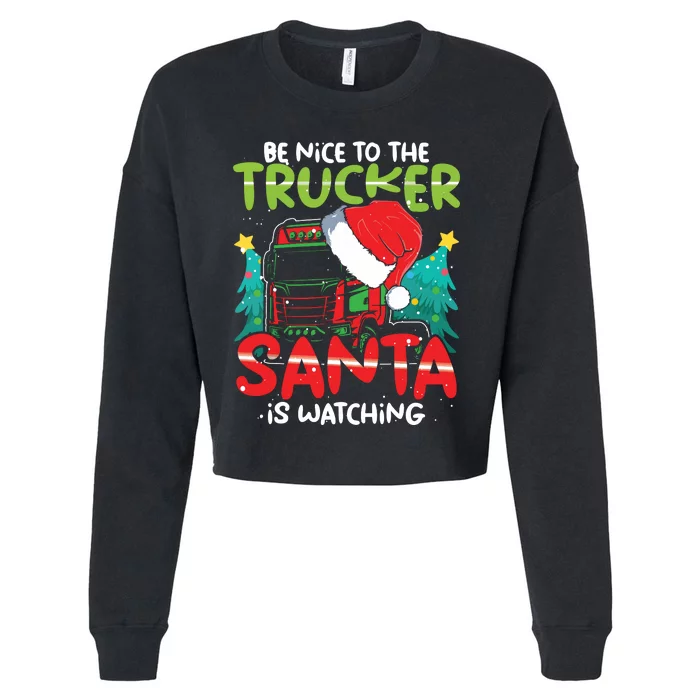 Ugly Christmas Truck Christmas Santa Claus Truck Driver Cropped Pullover Crew