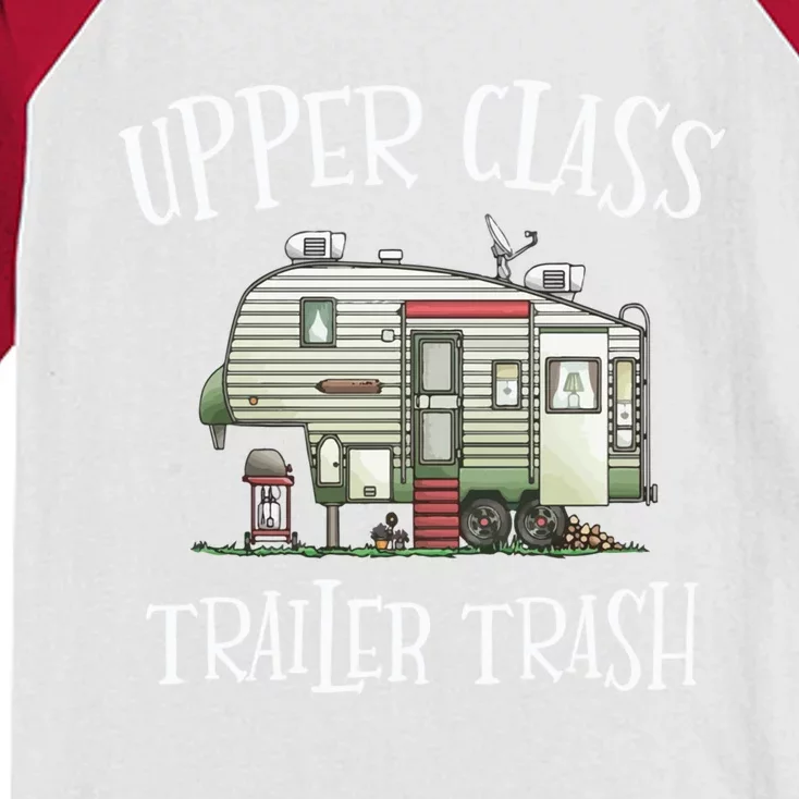 Upper Class Trailer Trash Gift Funny Camper Camping Outdoor Funny Gift Kids Colorblock Raglan Jersey