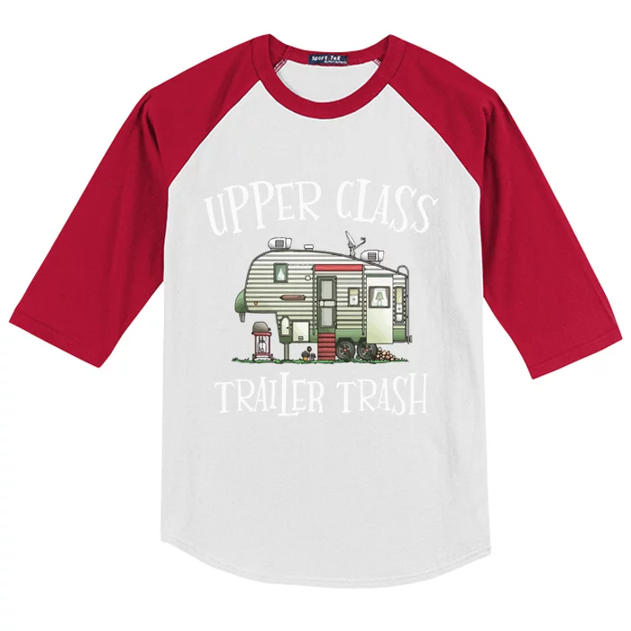 Upper Class Trailer Trash Gift Funny Camper Camping Outdoor Funny Gift Kids Colorblock Raglan Jersey